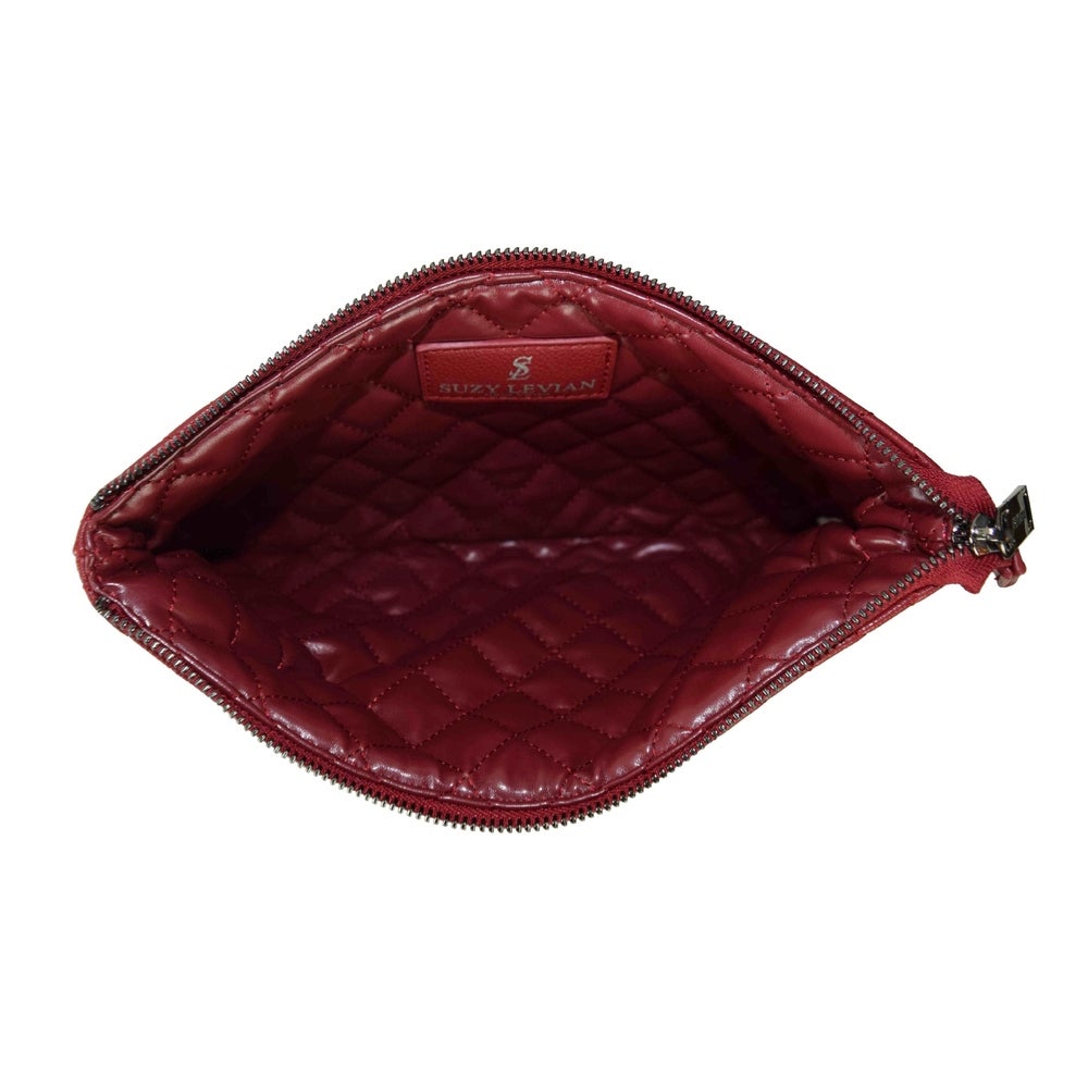 Suzy Levian Large Quilted Jewelry Travel Case in Red