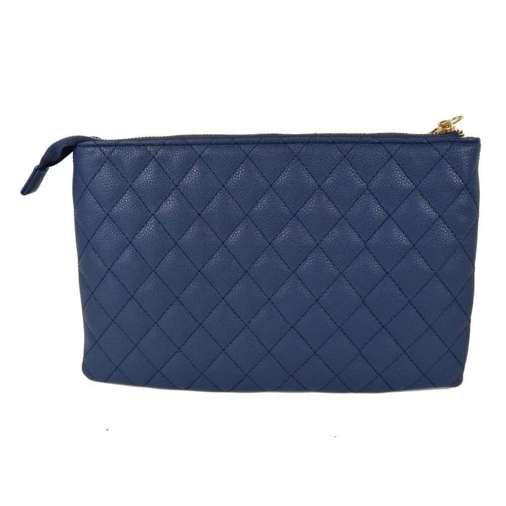 Suzy Levian Large Quilted Jewelry Travel Case in Navy