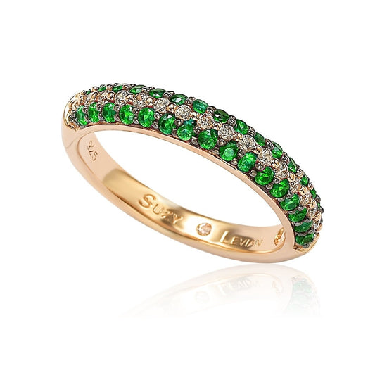 Suzy Levian Micro-Pave Green Cubic Zirconia in Rose Sterling Silver Stackable Band