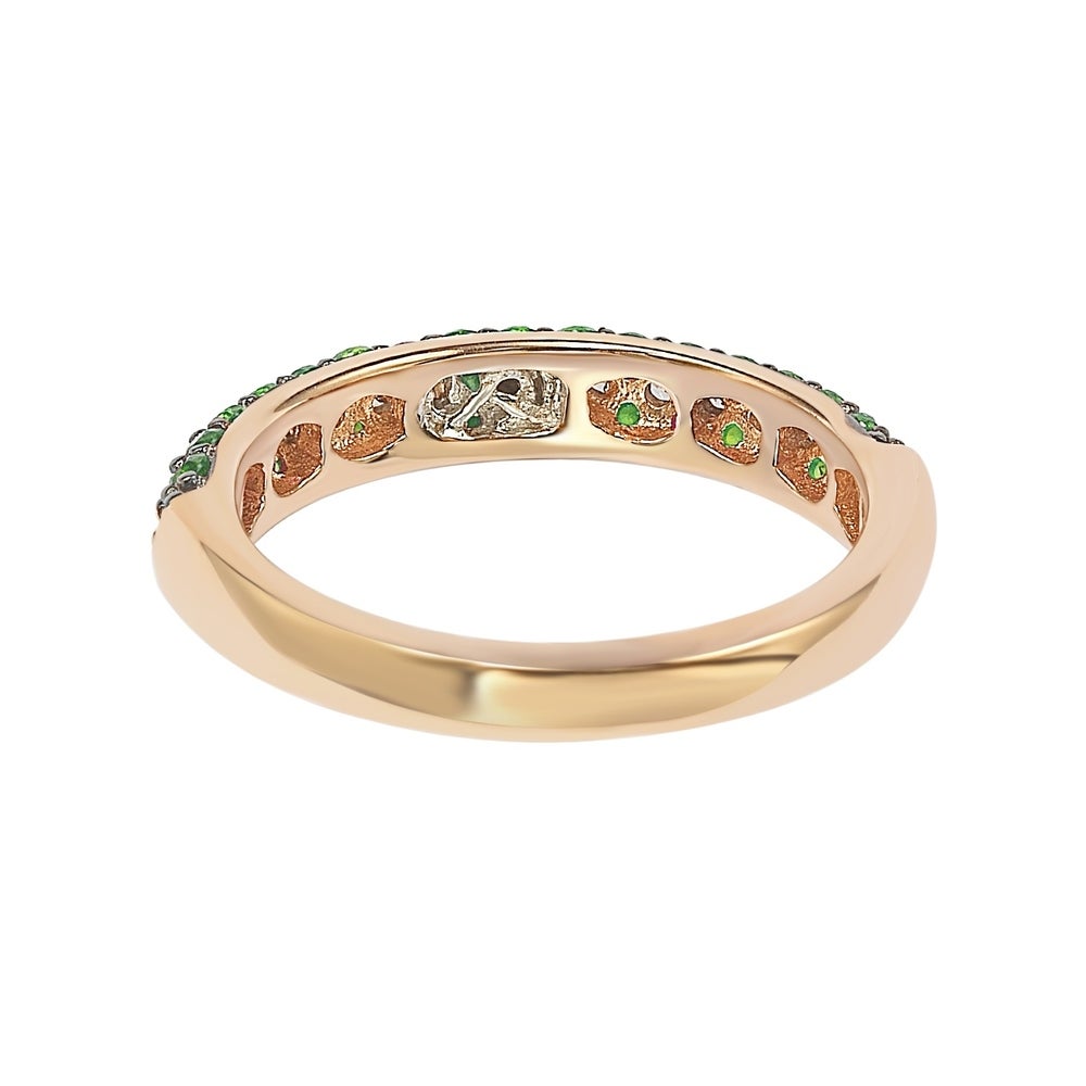 Suzy Levian Micro-Pave Green Cubic Zirconia in Rose Sterling Silver Stackable Band