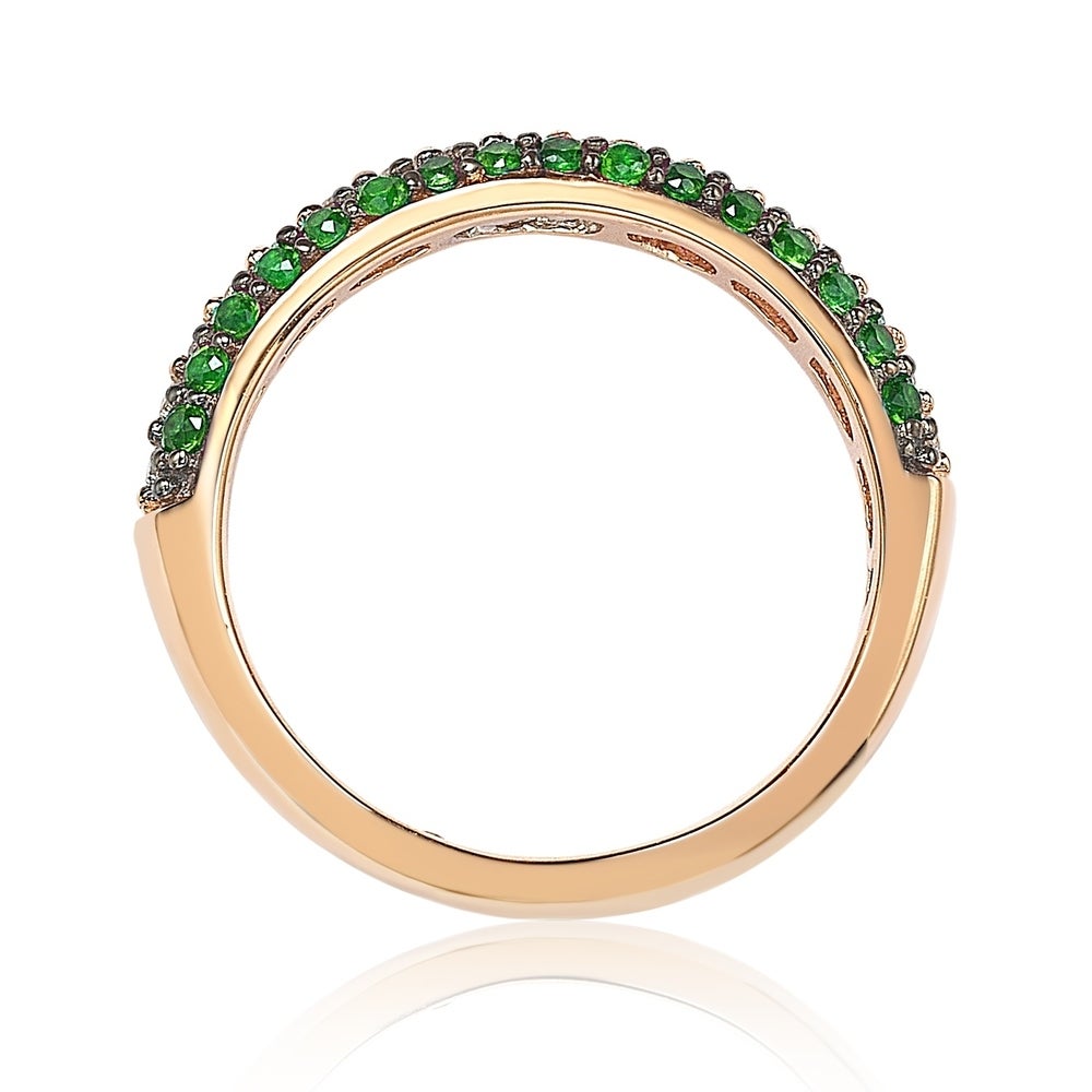 Suzy Levian Micro-Pave Green Cubic Zirconia in Rose Sterling Silver Stackable Band