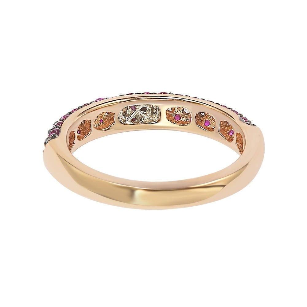 Suzy Levian Micro-Pave Red Cubic Zirconia in Rose Sterling Silver Stackable Band