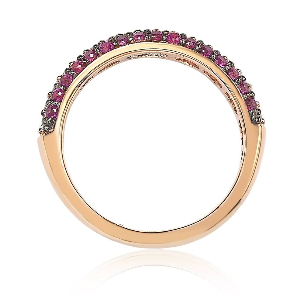 Suzy Levian Micro-Pave Red Cubic Zirconia in Rose Sterling Silver Stackable Band