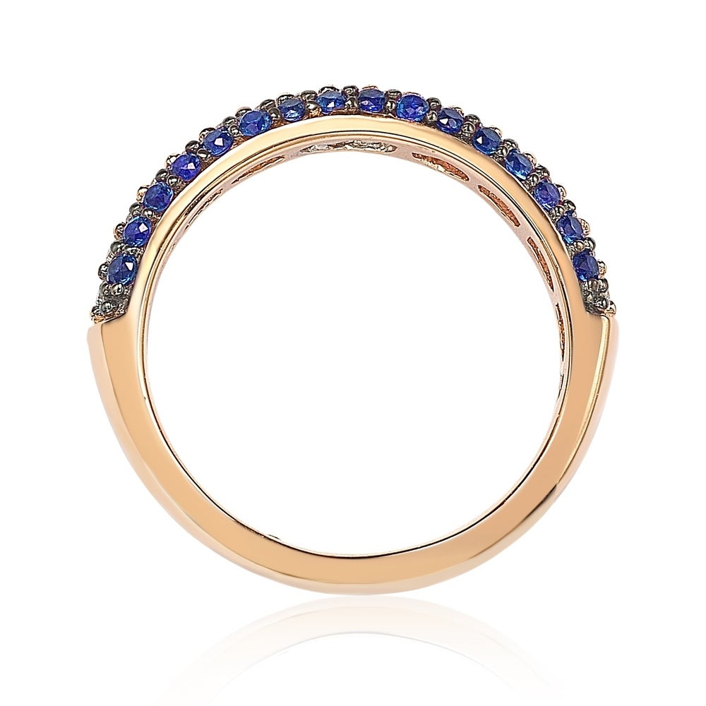 Suzy Levian Micro-Pave Blue Cubic Zirconia in Rose Sterling Silver Stackable Band