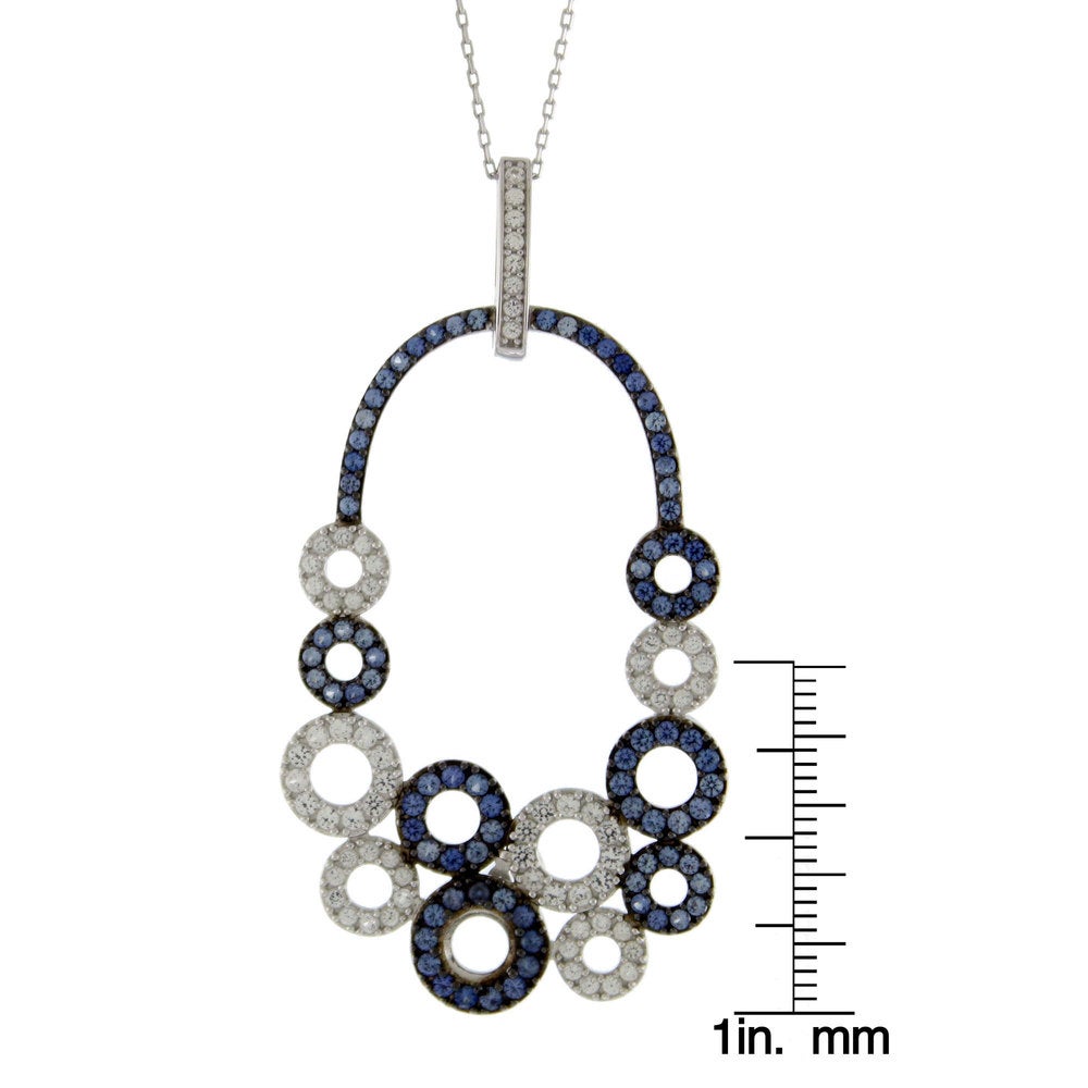 Suzy Levian Multi-Circle Sapphire and Diamond Pendant in Sterling Silver and 18K Gold