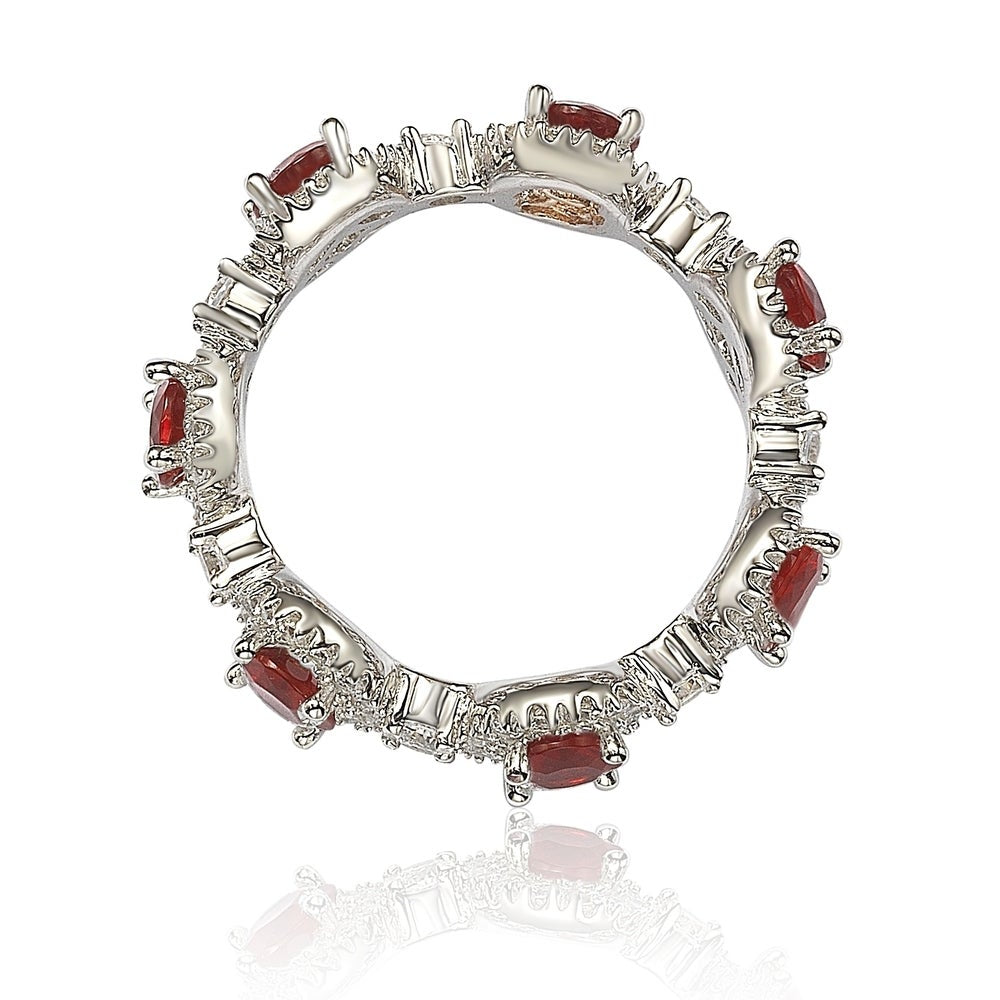 Suzy Levian Oval-Cut Ruby Red Cubic Zirconia in Sterling Silver Stackable Band