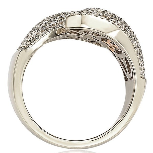 Suzy Levian Pave Cubic Zirconia Sterling Silver Bypass Ring