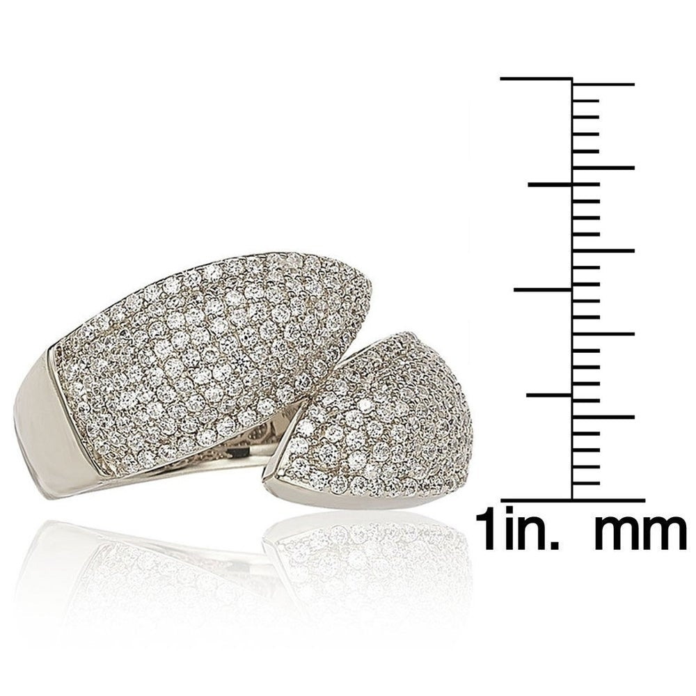 Suzy Levian Pave Cubic Zirconia Sterling Silver Bypass Ring