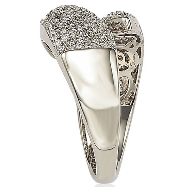 Suzy Levian Pave Cubic Zirconia Sterling Silver Bypass Ring