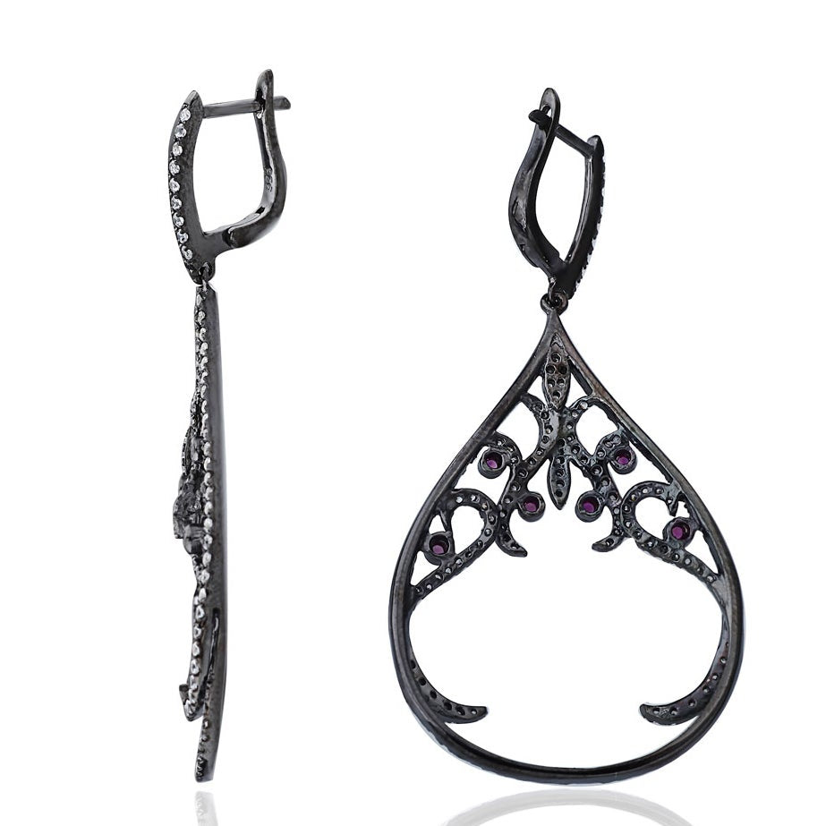 Suzy Levian Pave Cubic Zirconia Sterling Silver Earrings