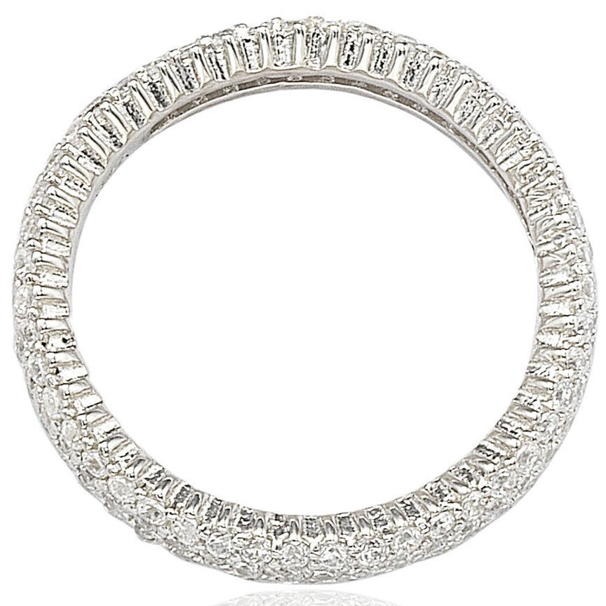 Suzy Levian Sterling Silver Micro-Pave White Cubic Zirconia Eternity Band
