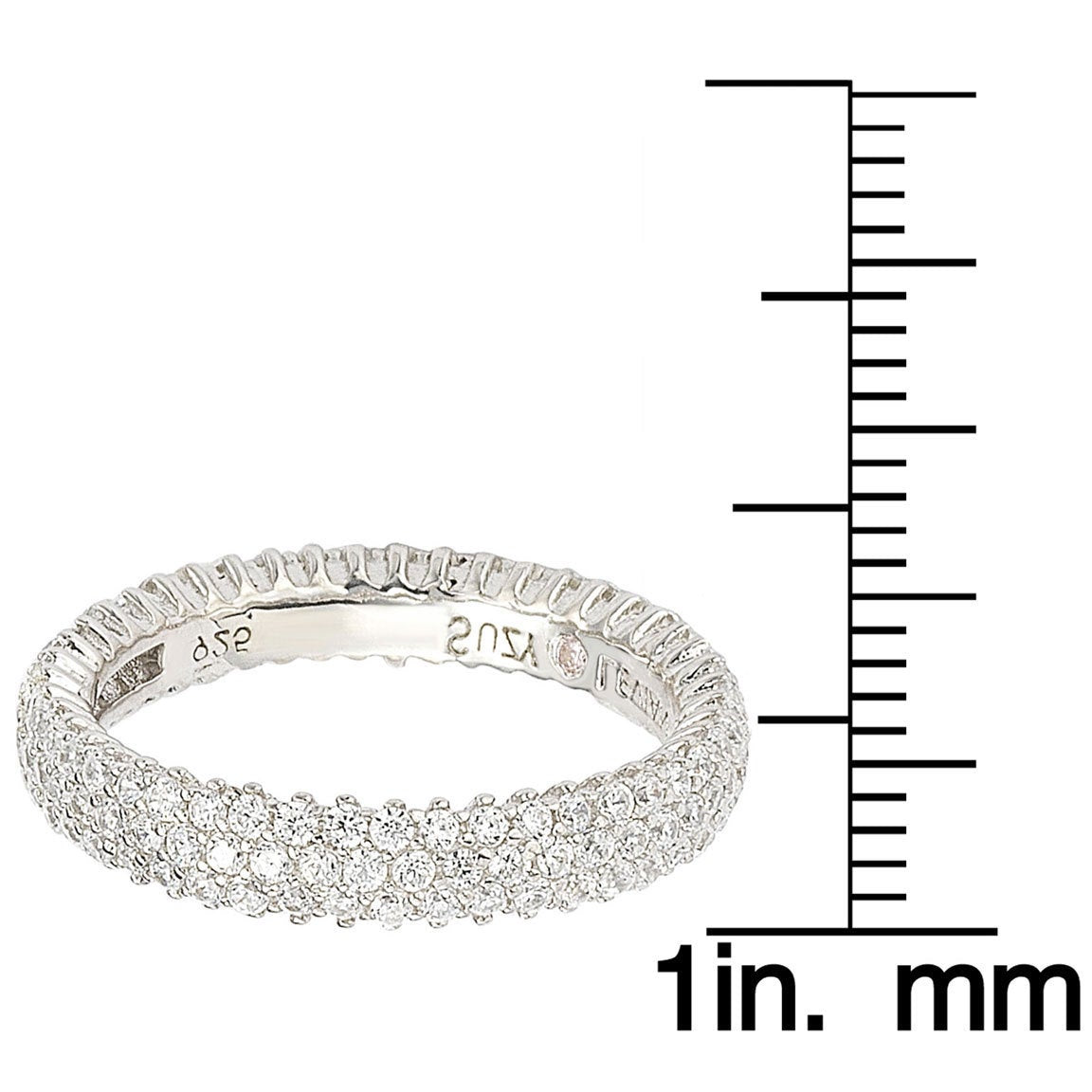 Suzy Levian Sterling Silver Micro-Pave White Cubic Zirconia Eternity Band