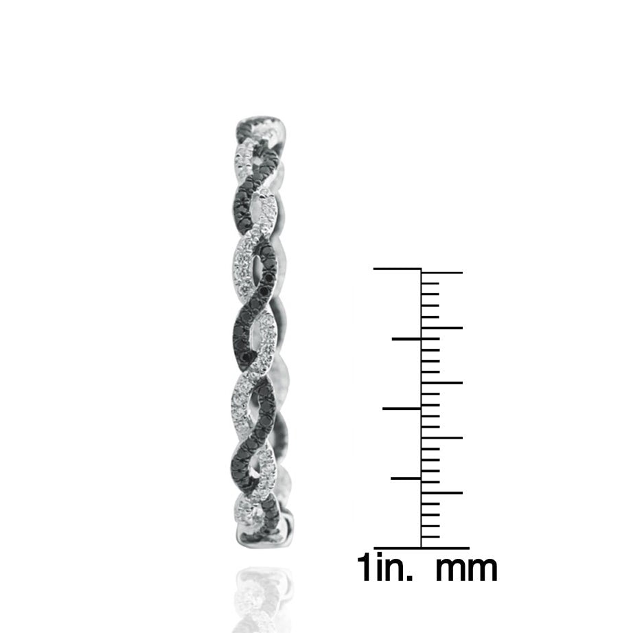 Suzy Levian Pave Cubic Zirconia Sterling Silver Infinity Twisted Hoop Earrings