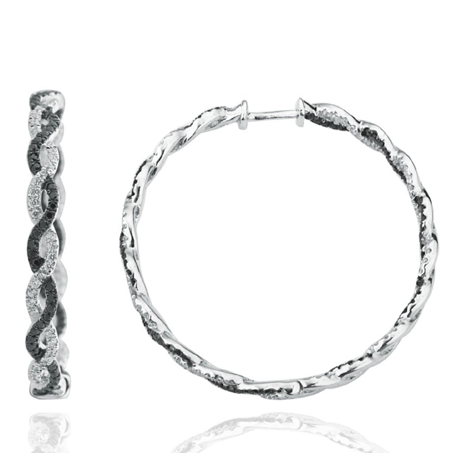 Suzy Levian Pave Cubic Zirconia Sterling Silver Infinity Twisted Hoop Earrings