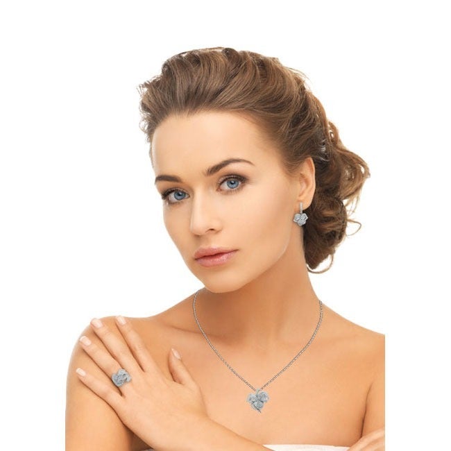 Suzy Levian Pave Cubic Zirconia Sterling Silver Leaf Ring