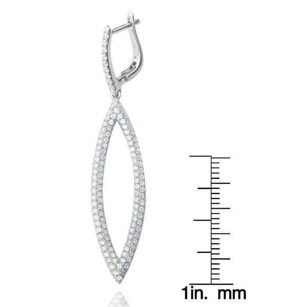 Suzy Levian Pave Cubic Zirconia Sterling Silver Long Earrings