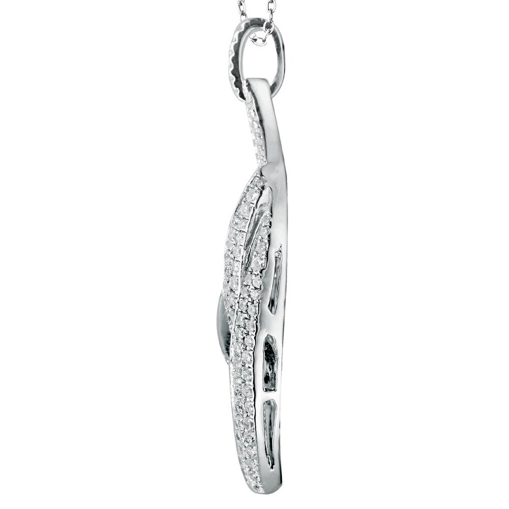 Suzy Levian Pave Cubic Zirconia Sterling Silver Modern Heart Pendant