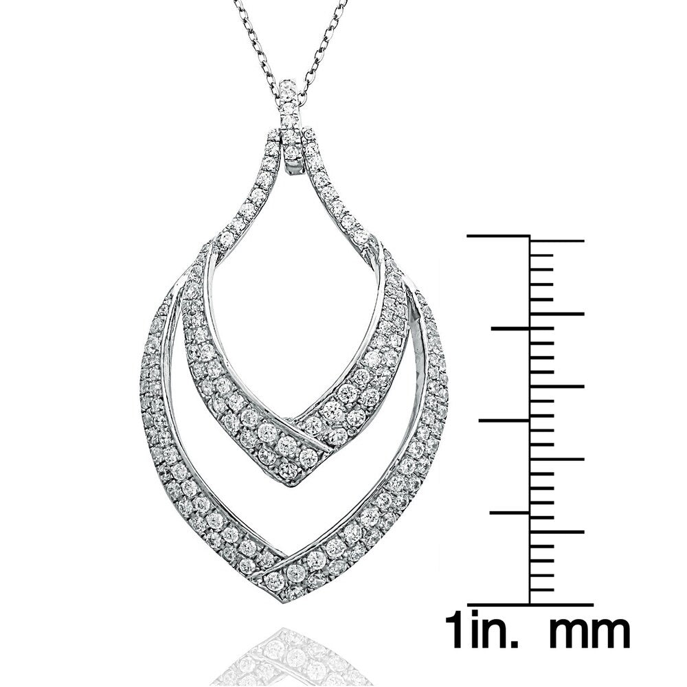 Suzy Levian Pave Cubic Zirconia Sterling Silver Modern Heart Pendant