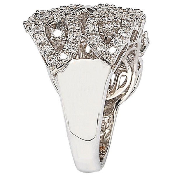 Suzy Levian Pave Cubic Zirconia Sterling Silver Pave Leaf Ring