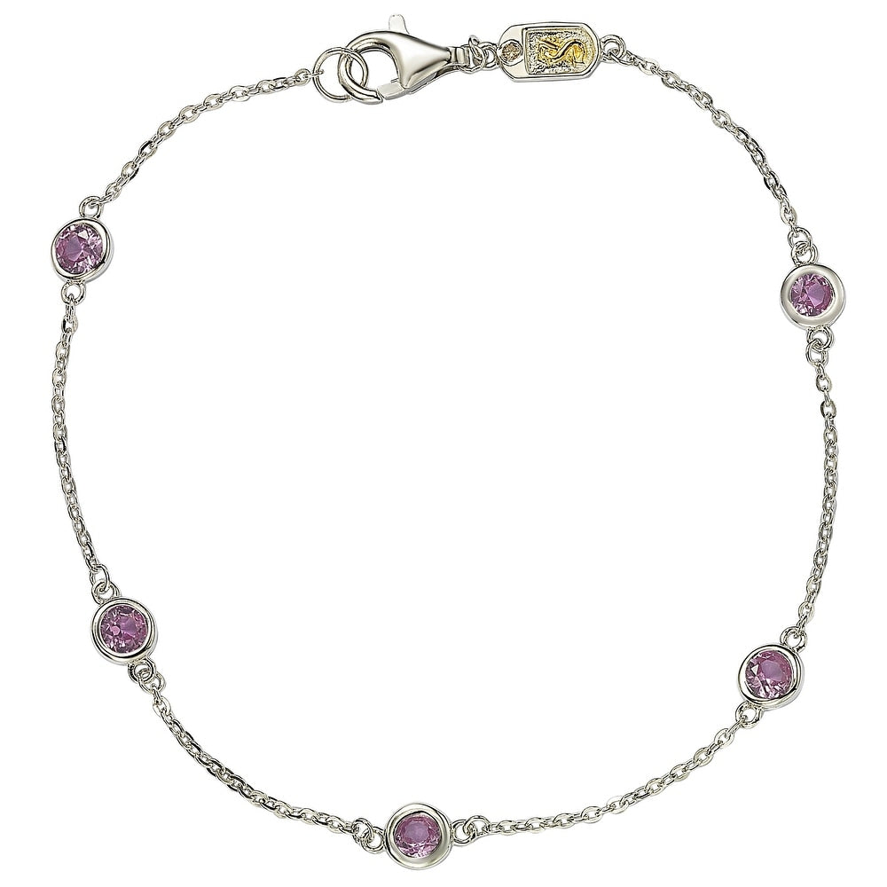 Oxidised Silver popular Bracelet in 925 sterling silver with Synthetic Pink Sapphire Stones For Girl and Women | Gift for Girl and Women