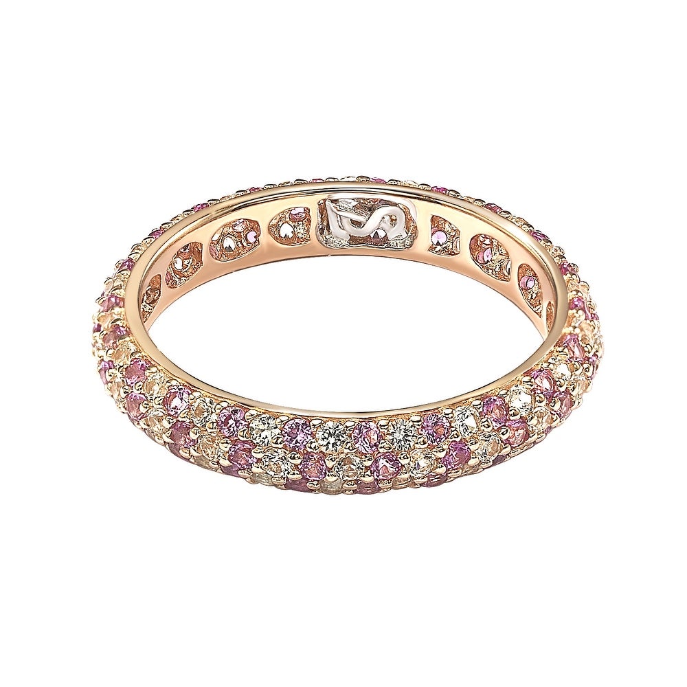 Suzy Levian Pink Sapphire & Diamond Accent Pave Eternity Band