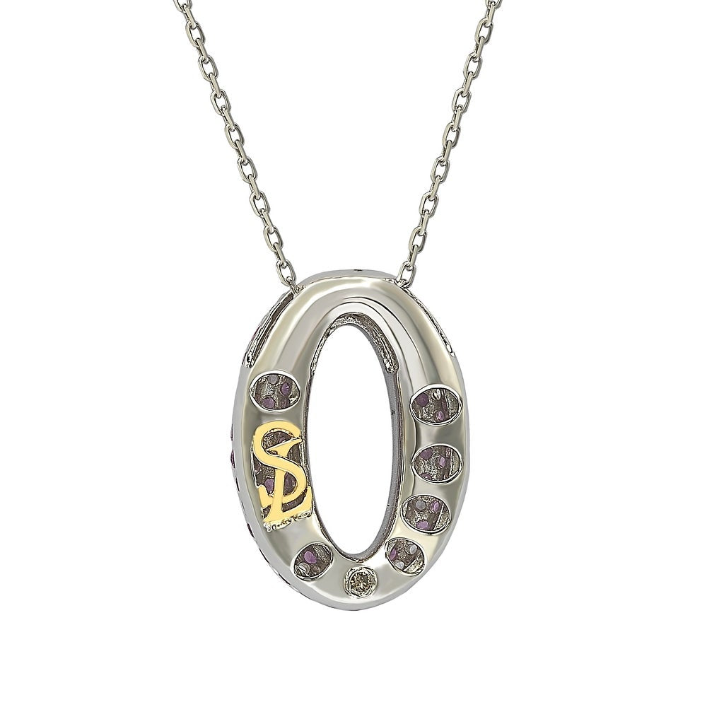 Suzy Levian Pink Sapphire and Diamond Accent in Sterling Silver Petite Oval Pendant