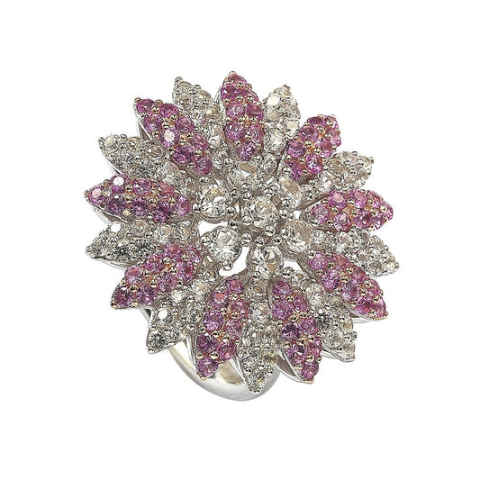 Suzy Levian Pink Sapphire and Diamond Accent in Sterling Silver Ring