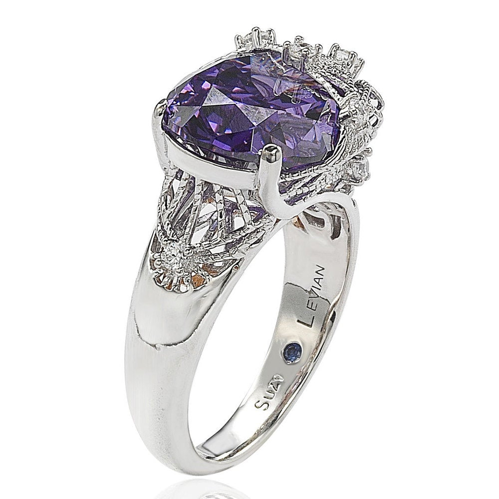 Suzy Levian Sterling Silver Purple Cubic Zirconia Ring