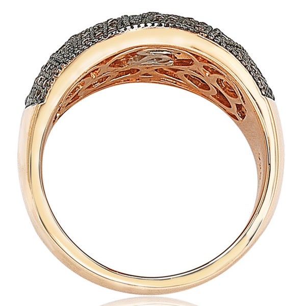 Suzy Levian Rose Gold over Sterling Silver Cubic Zirconia Micro Pave Wide Band Ring