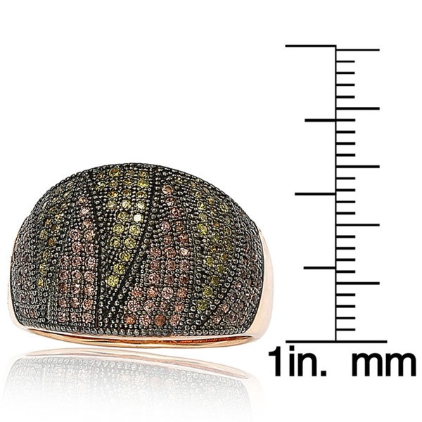 Suzy Levian Rose Gold over Sterling Silver Cubic Zirconia Micro Pave Wide Band Ring