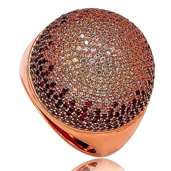 Suzy Levian Rose Goldtone Sterling Silver Cubic Zirconia Dome Ring