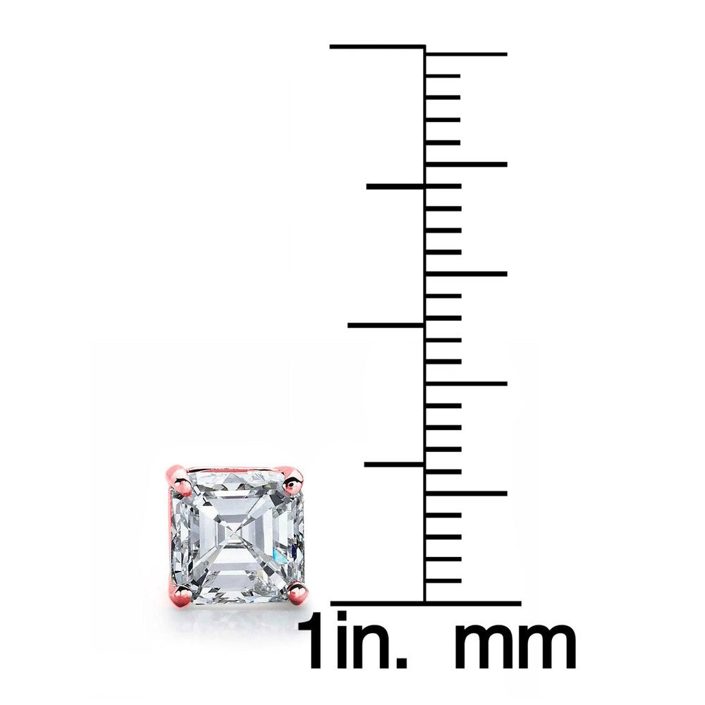 Suzy Levian Rose Plated Sterling Silver Asscher-Cut Cubic Zirconia 6mm 2.50 cttw Stud Earrings