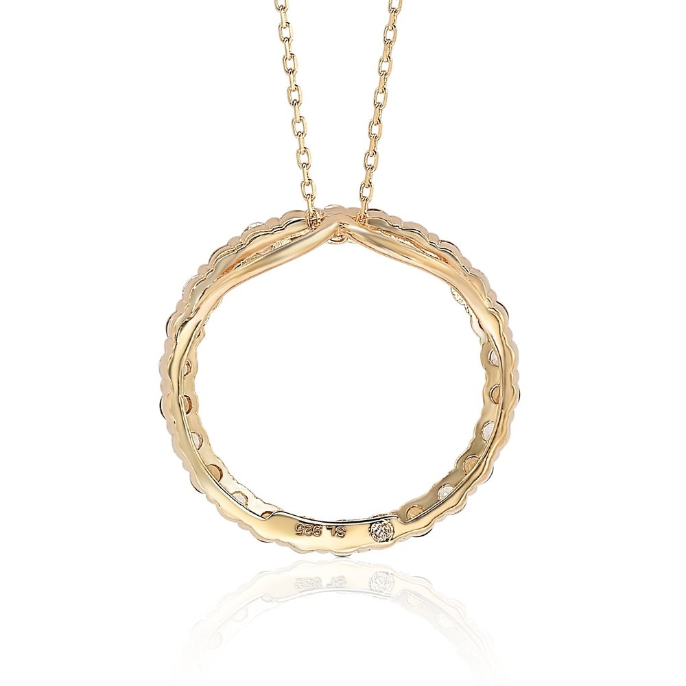Suzy Levian Rose Sterling Silver Brown & White Cubic Zirconia Alternating Circle Eternity Pendant
