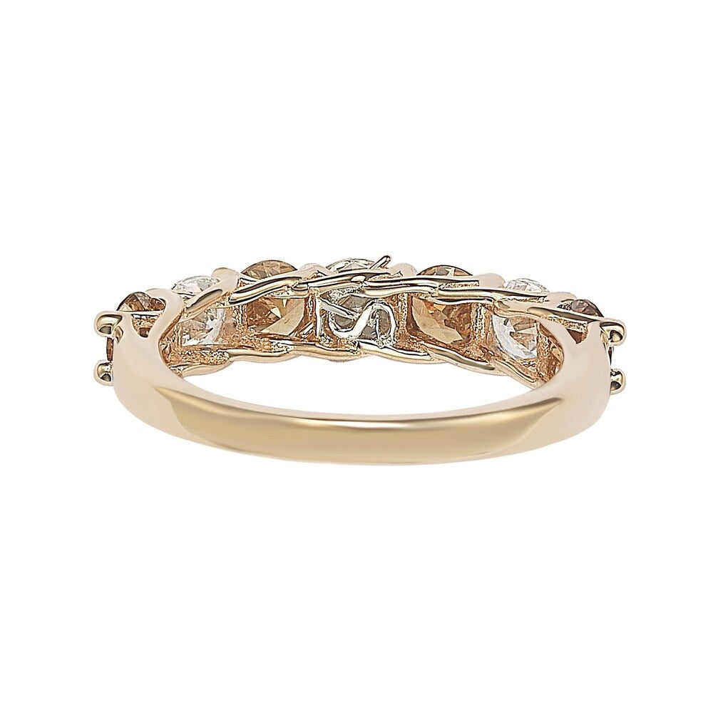 Suzy Levian Rose Sterling Silver Brown & White Cubic Zirconia Half Eternity Band