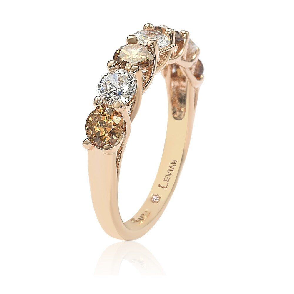 Suzy Levian Rose Sterling Silver Brown & White Cubic Zirconia Half Eternity Band