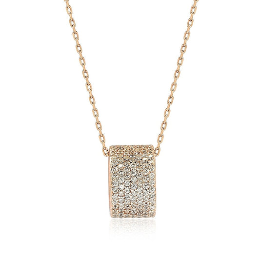 Suzy Levian Rose Sterling Silver Cubic Zirconia Eternity Pendant Necklace