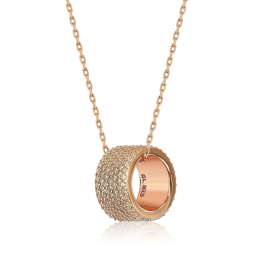 Suzy Levian Rose Sterling Silver Cubic Zirconia Eternity Pendant Necklace