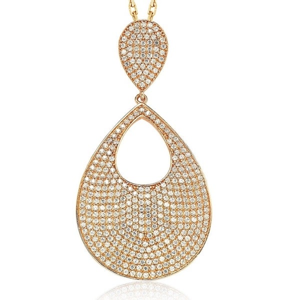 Suzy Levian Rose Sterling Silver Cubic Zirconia Pendant