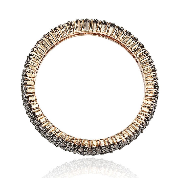 Suzy Levian Rose Sterling Silver Micro-Pave Brown Cubic Zirconia Eternity Band