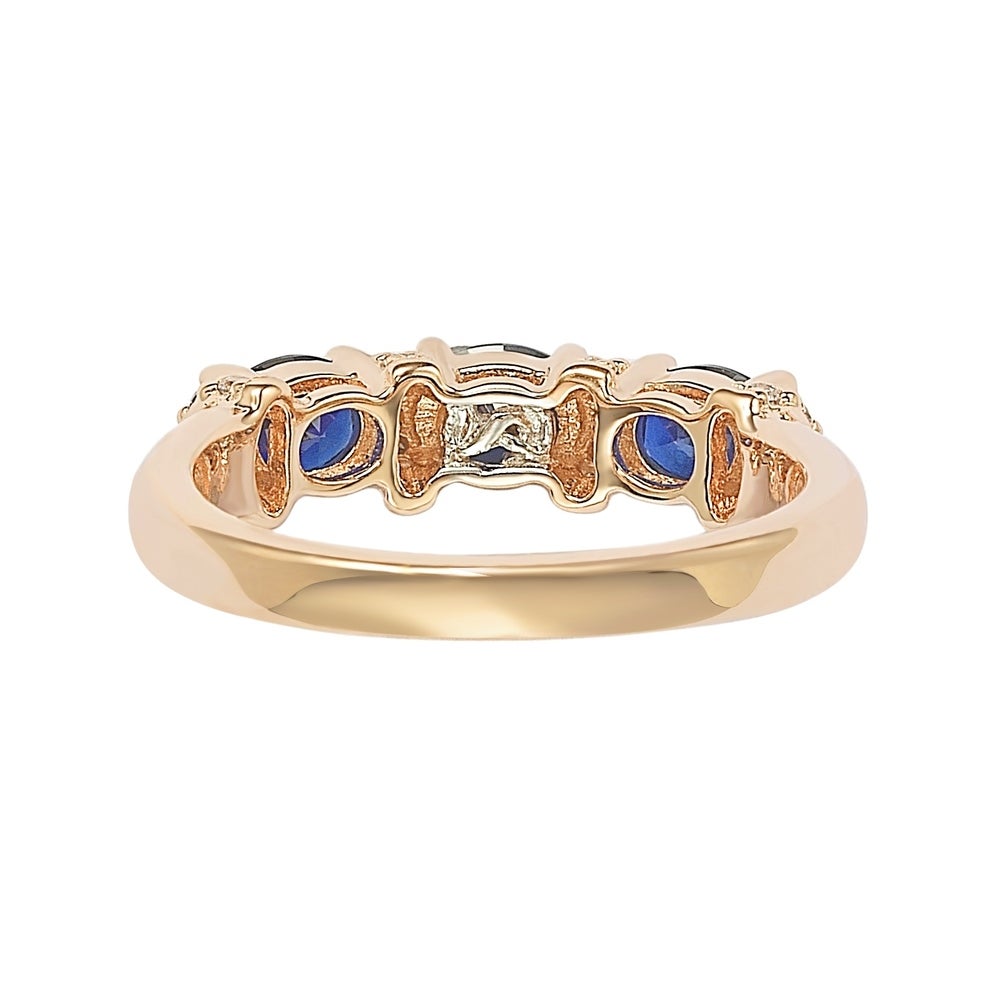 Suzy Levian Rose Sterling Silver Natural Blue Sapphire and Diamond Accent Half Band