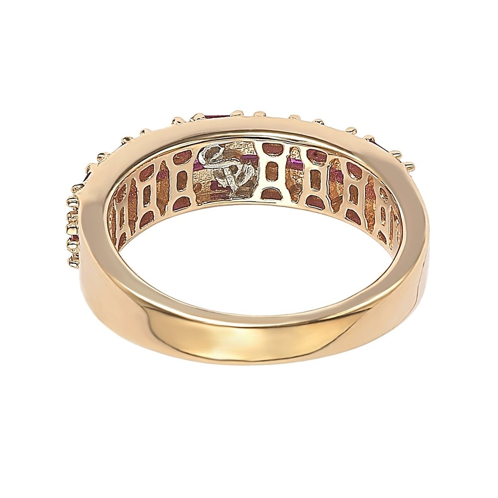 Suzy Levian Rose Sterling Silver Ruby and White Cubic Zirconia Ring