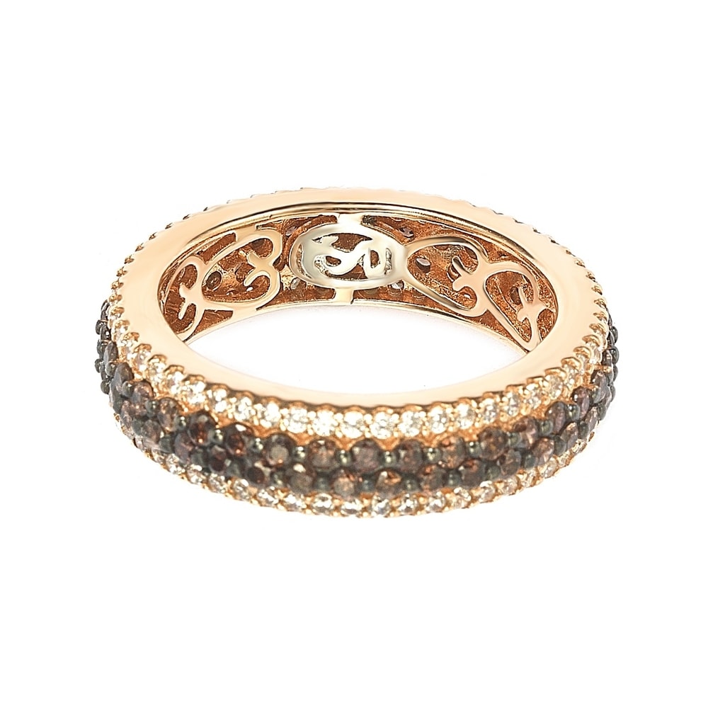Suzy Levian Rosed Sterling Silver Brown Cubic Zirconia Eternity Band