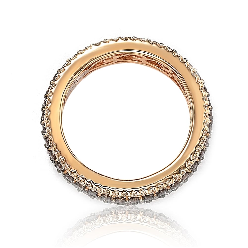 Suzy Levian Rosed Sterling Silver Brown Cubic Zirconia Eternity Band