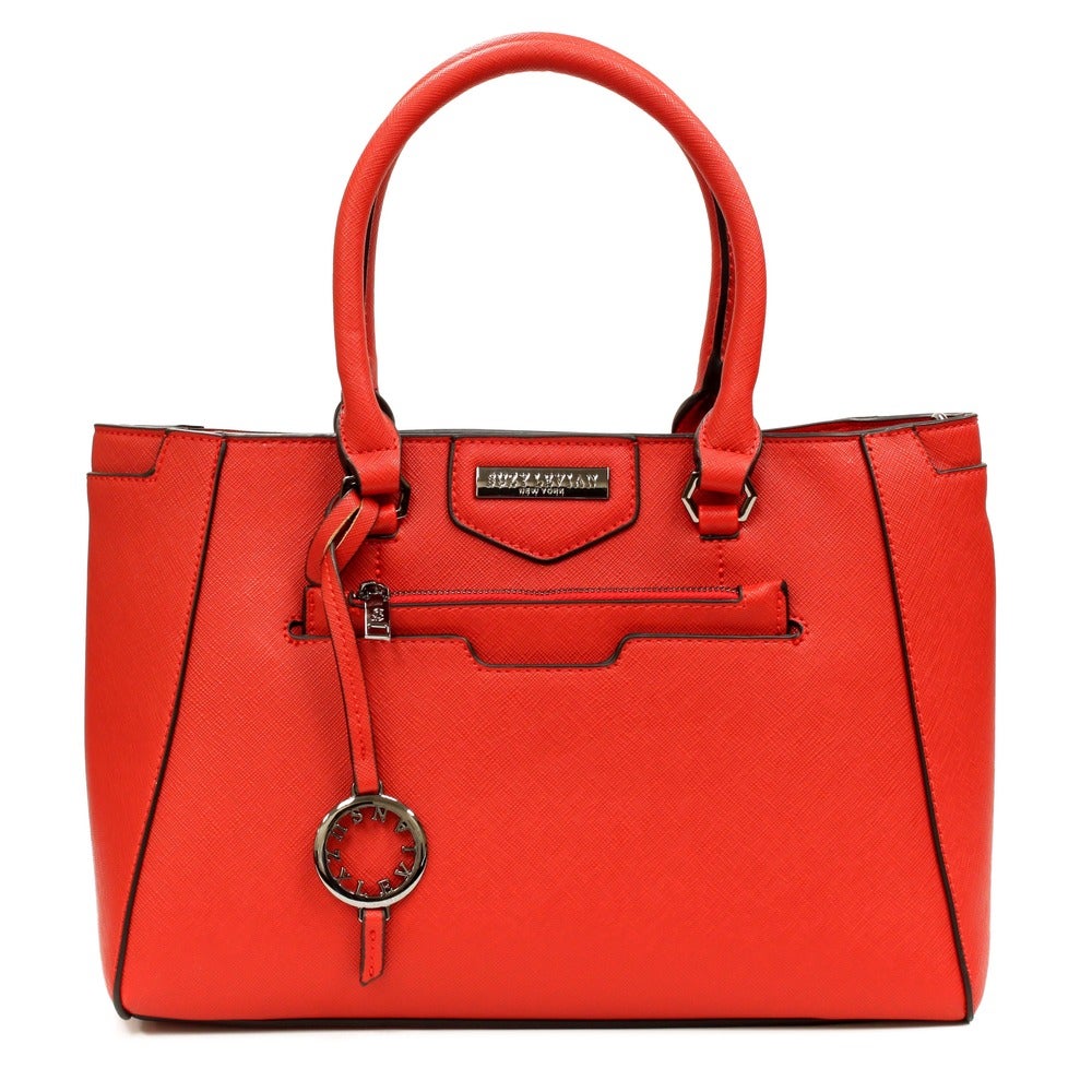 Suzy Levian Saffiano Faux Leather Satchel Handbag