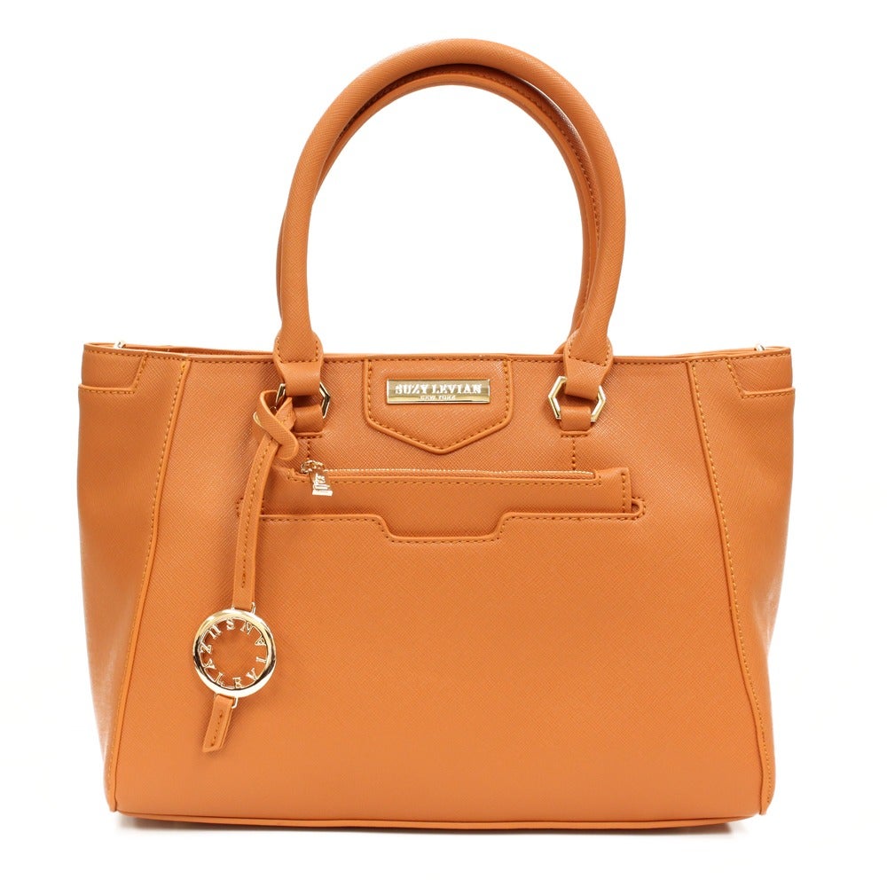 Suzy Levian Saffiano Faux Leather Satchel Handbag