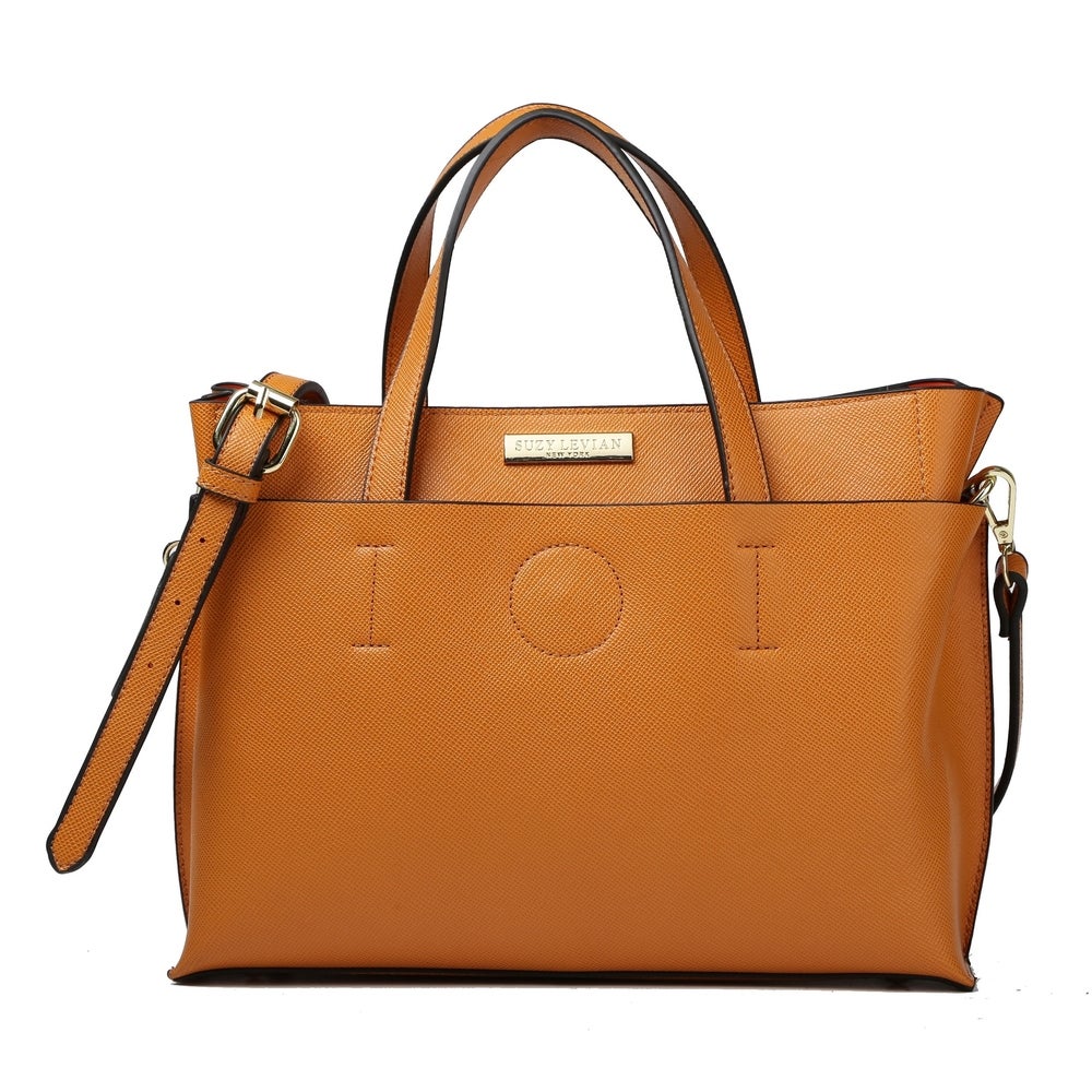 Suzy Levian Saffiano Faux Leather Satchel Handbag