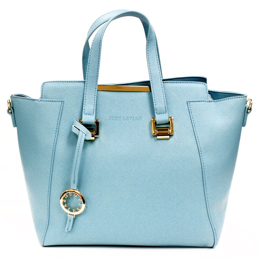 Suzy Levian Saffiano Faux Leather Satchel Handbag