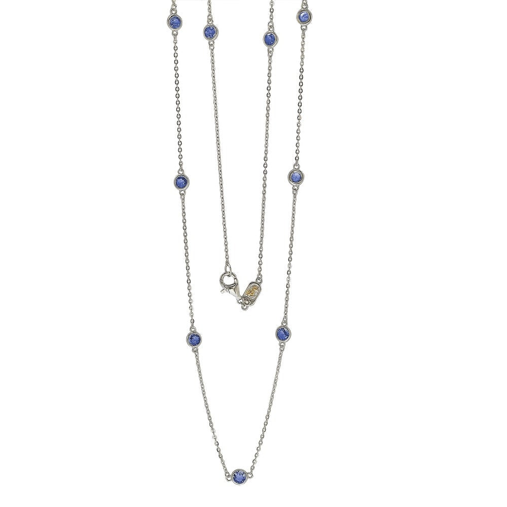 Suzy Levian Sapphire 1.80cttw Sterling Silver Station Necklace