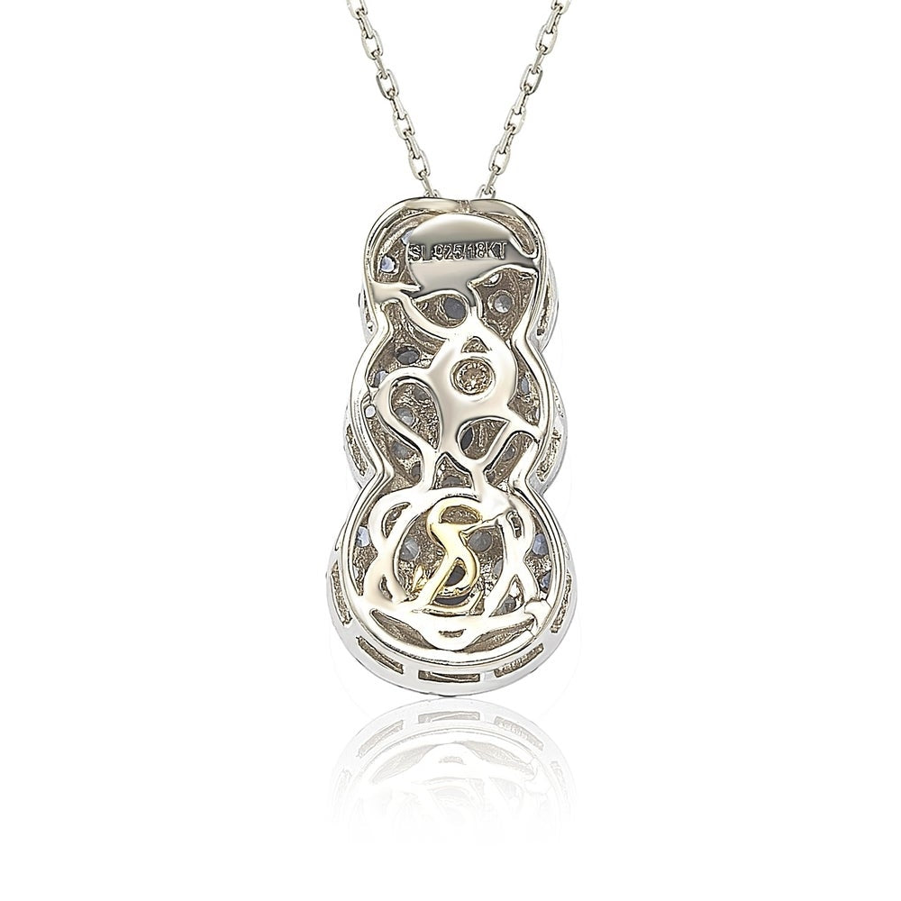 Suzy Levian Sapphire and Diamond Accent Sterling Silver Graduating Pendant