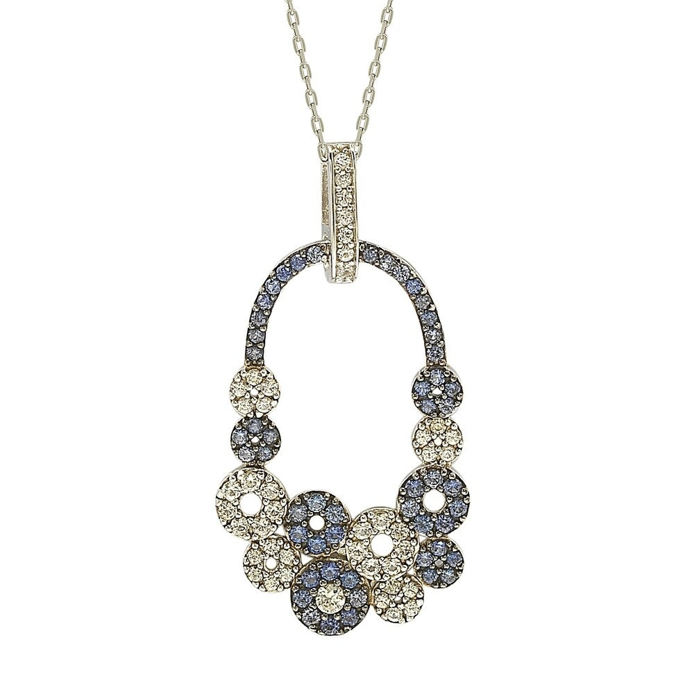 Suzy Levian Sapphire and Diamond Accent in Sterling Silver Multi Circle Pendant